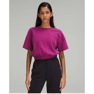 Lululemon Softstreme Gathered T-Shirt Magenta Purple Cropped Sz 12 Athletic